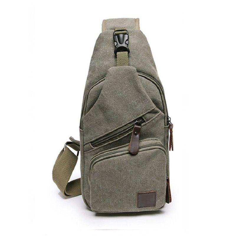 

Backpack Mens Shoulder Chest Satchel Canvas Crossbody Satchel Pouch Fashion Man ArmyGreen
