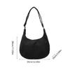 Japanese Harajuku Half Moon Bag with Adjustable Strap Large Capacity Canvas Solid Color Crossbody Shoulder Bag for Unisex  Khaki