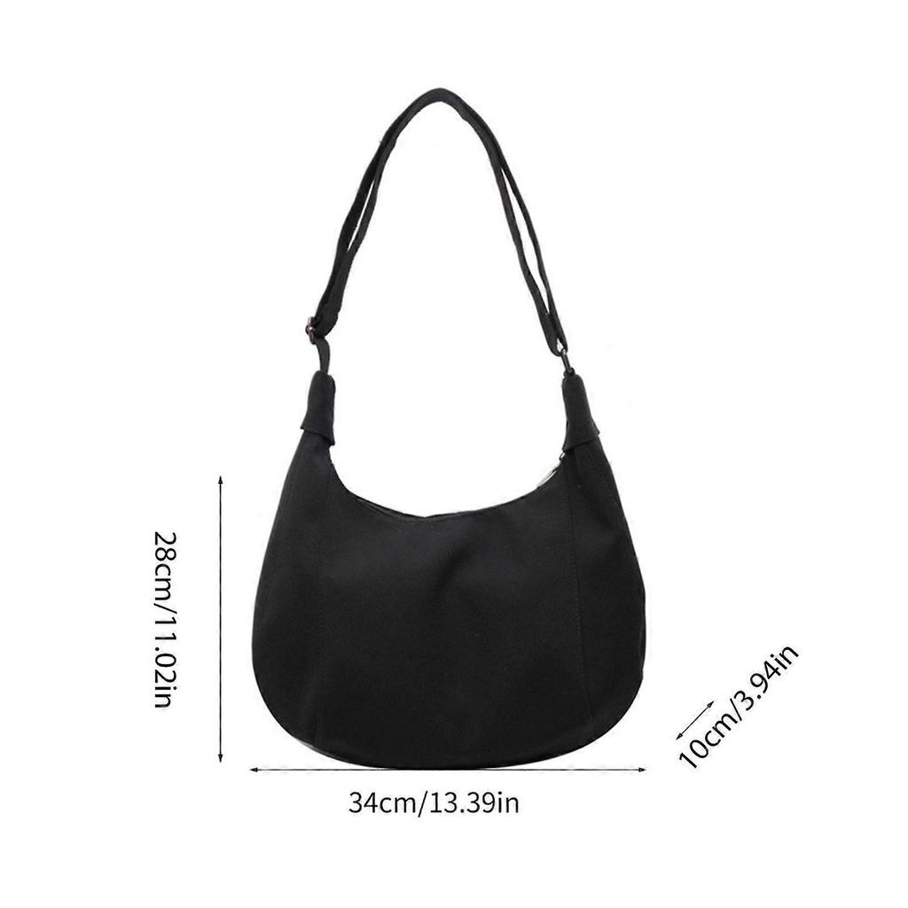 Japanese Harajuku Half Moon Bag with Adjustable Strap Large Capacity Canvas Solid Color Crossbody Shoulder Bag for Unisex  Khaki