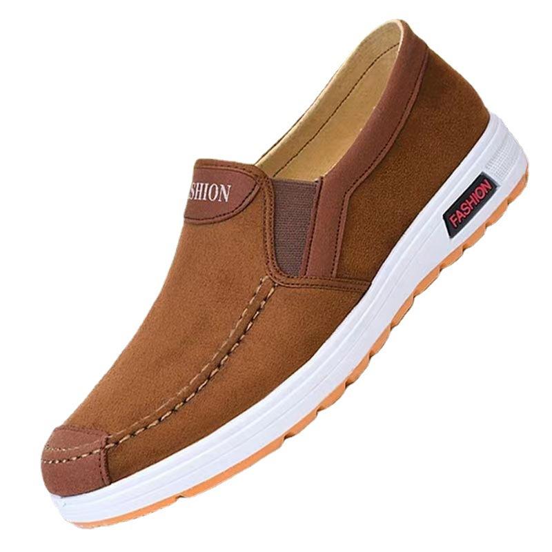 Spring new black cloth shoes men's beef tendon sole breathable casual shoes middle-aged and elderly lazy shoes men