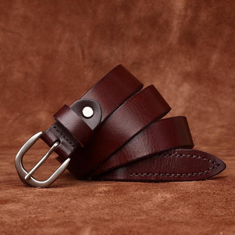 2.8Cm Wide Fashion Versatile Primary Color Belt Women'S Leather First Layer Cowhide College Style Casual Jeans Belt Women