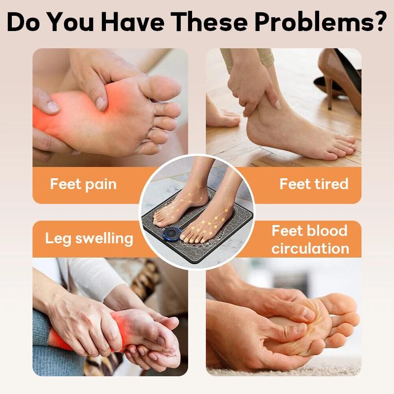 Foot Massger Sole Massage Pad Feet Muscle Stimulation 8 Modes 19 Level Relax Improve Blood Circulation Relief Pain Relax Feet