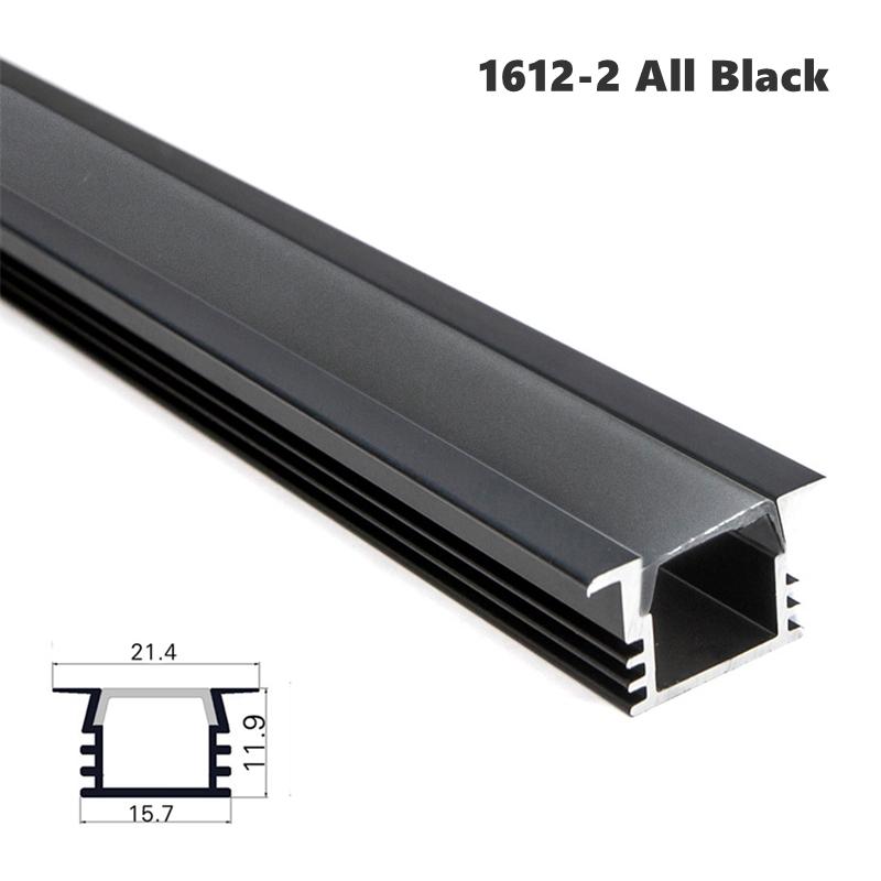 0.5m/1m 1612 LED Aluminum Profile YW Style Recessed Black Silver Channel Indoor Decoration Linear Strip Lights Cabinet Bar Lamp
