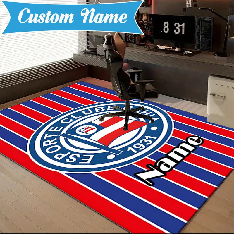 Custom Name Esporte Clube Bahia Crest Rug Game Carpet, Floor Mat for Bedroom Living Room Entryway Rug, Home Decor Idea Gift for Christmas birthday