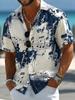 Retro Music Note Print Men'S Plus Size Button-Up Short Sleeve Shirt