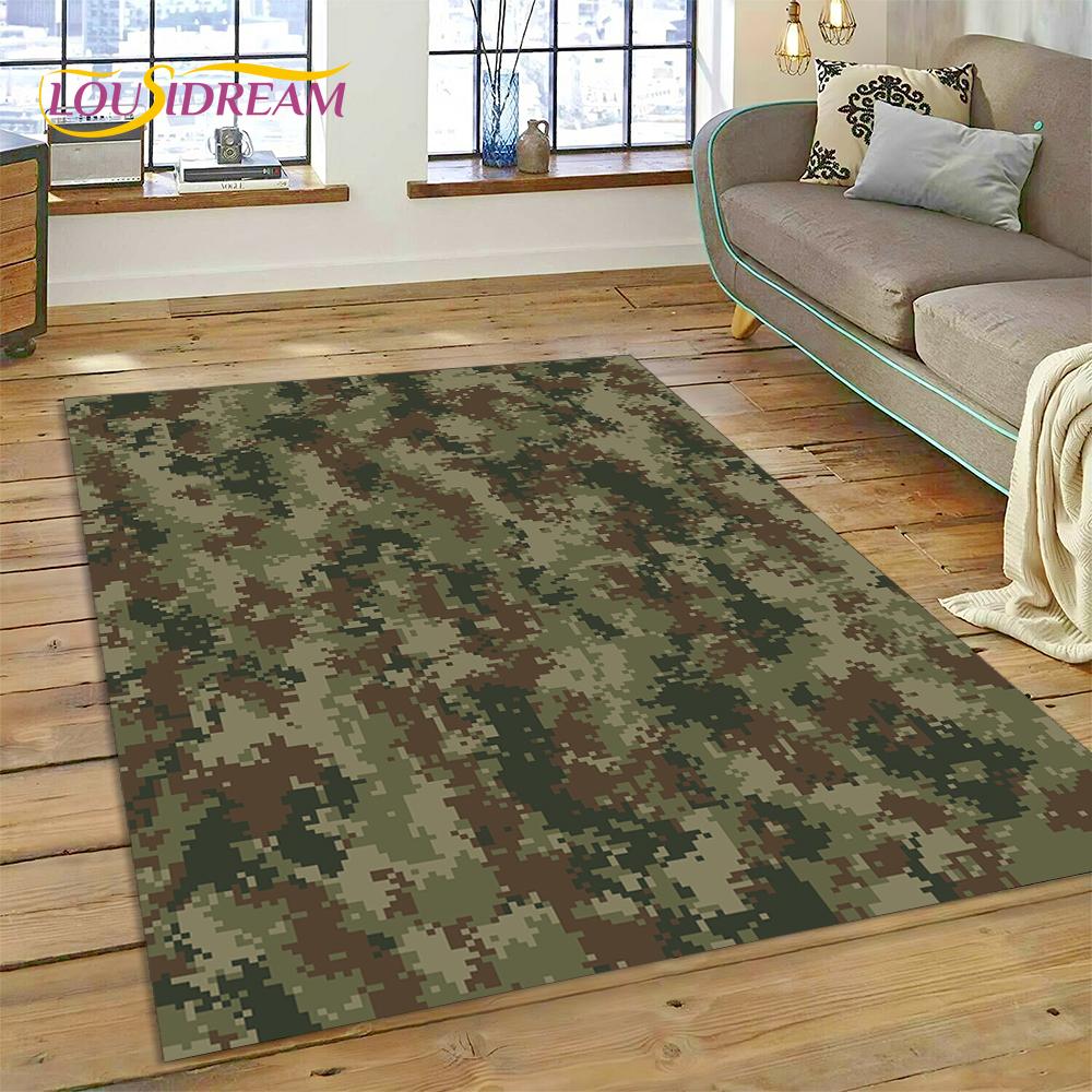 2025 Colorful Camo Green Camouflage Carpet Rug for Living Room Bedroom Home Sofa Decoration Play Area Rug Non-slip Floor Mat