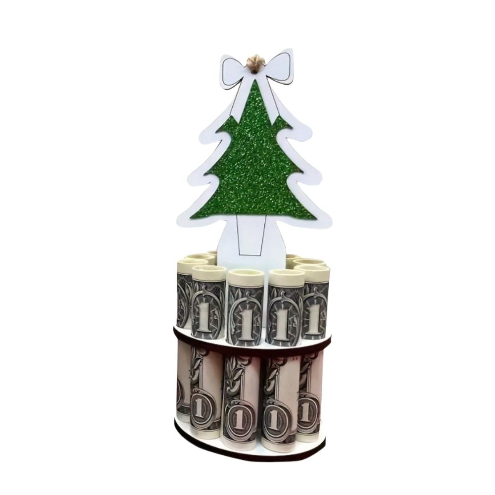 

New Christmas Money Holder Wooden Handmade Cash Gifts Rack Thicken Cute Christmas Tree Charm Party Decor As Shown