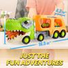 JOYFY Dinosaurier-LKW Spielzeugauto-Transporter-LKW Spielzeug mit 6 Gummiauto-Fahrzeugen für Kleinkinder 3-8 Jahre Geburtstags-Weihnachtsgeschenke
