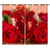 Curtains Flowers Roses Plants Flowers 3D Digital Printing Blackout Curtain Punching