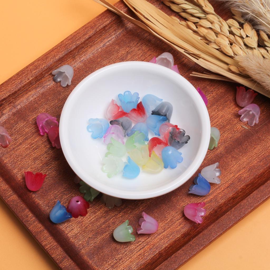100Pcs Color Matching Flower DIY Jewelry Accessories Pendants Creative Bell Orchids Beads Acrylic Receptacle Fashion for Bracelet Earring Making