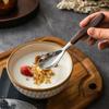 Edelstahl-Löffel für Heimküche Geschirr Essgeschirr Werkzeug Abendessen Dessert Reis Suppenlöffel mit Holzmaserung Griff