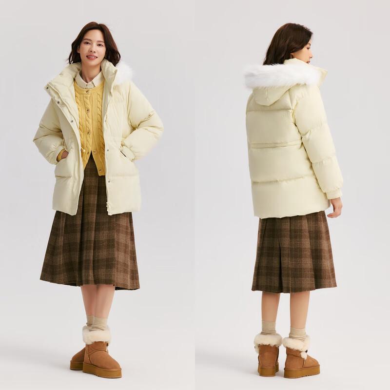 Semir Women's Mid-Length Hooded Duck Down Jacket