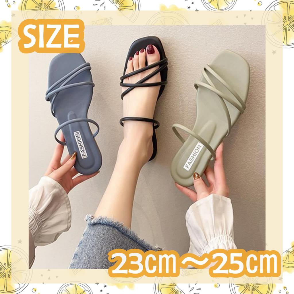 [link Bleu] Women's Square Toe Flat Sandals with Thin Straps, Lightweight, Comfortable for Summer, Stylish, Casual, and Flat (Green, Size 23.5cm)