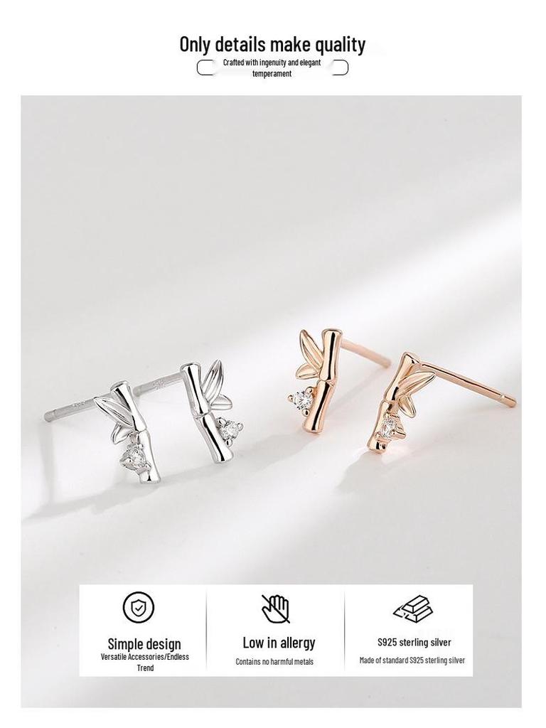 Bambusknoten Damen Sterling Silber S925 Ohrstecker - Trendiger und eleganter Sommerschmuck