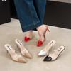 Baotou Slippers Stiletto 2026 Summer New Women's Transparent Open-toe Pointed Toe High Heels