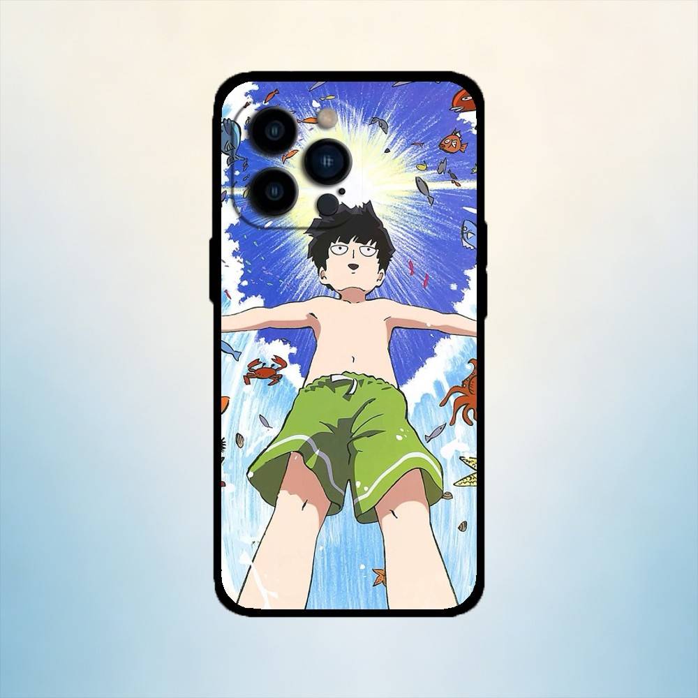 

AAA Amine Mobs Psycho 100 Phone Case For iPhone 17,16,15,14,13,12,11 Plus,Pro Max,XS,Soft Silicone Black Cover iPhone15promax