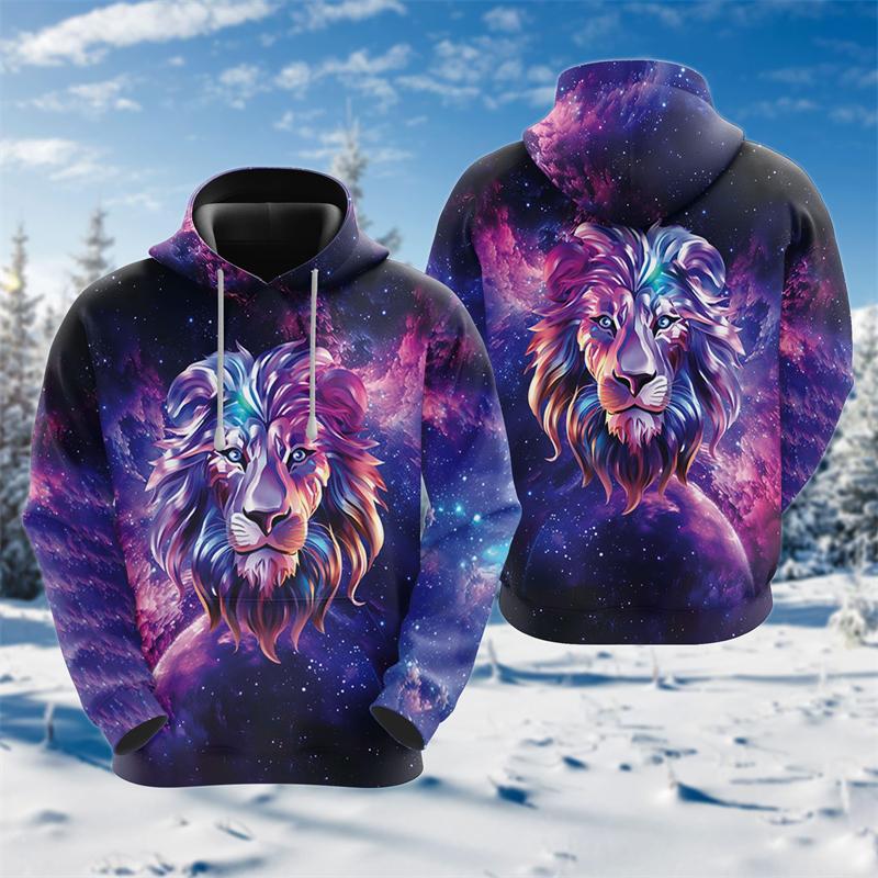 Cross Lion 3D Printed Hoodies For Men Clothing Harajuku Fashion Animal Graphic Sweatshirts Casual Boy Tracksuit Women Gift Tops