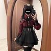 Japonský černý set krátkých sukní Gotické volánové minisukně Sexy krajkové košile Lolita šaty Y2k Estetický oblek