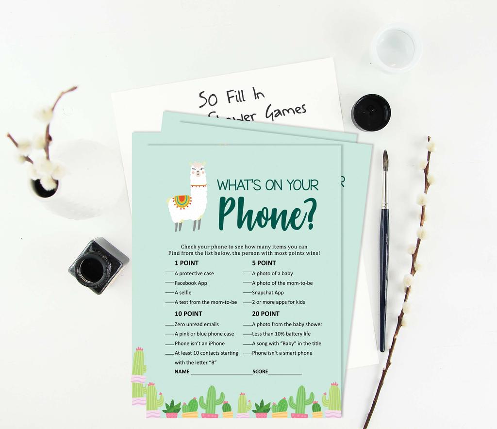 Inkdotpot Baby Shower Game Set Of 50 BabyA  AlphabetA  ABCA  Game Llama Gender Neutral Party