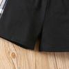 Boys Summer Outfit Letter Print Plaid Patch Round Neck T Shirt Shorts Two Piece Set Casual Style