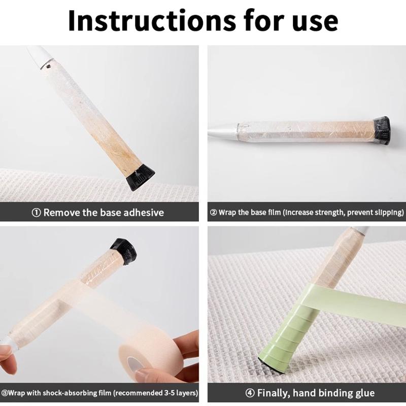 2/1 Roll PU Sponge Tennis Badmintion Racket Overgrip Shock-absorbing Film + 2/1 Roll Base Film Handle Membrane Damping Grip Skin