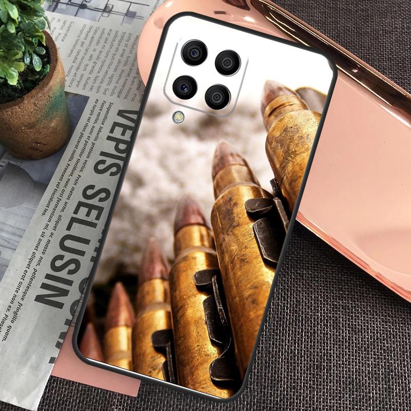 Military Gun Bullets Collage For Samsung Galaxy M34 M54 M14 M53 M33 M13 M12 M32 M52 M20 M15 M55 M21 M51 M30s M31s Case