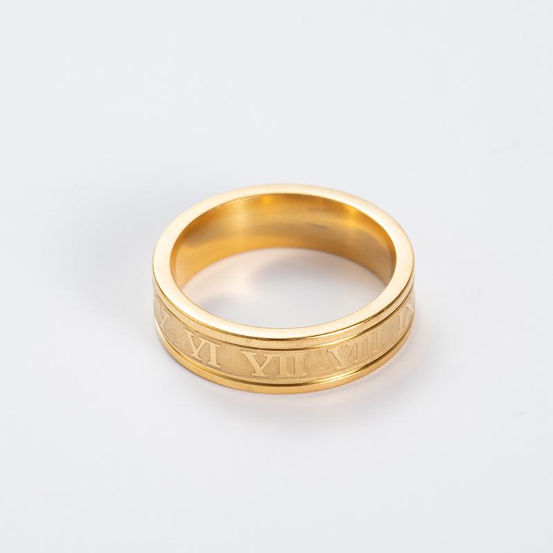 Punk Hip Hop Stainless Steel Roman Numeral Ring - European American Street Style Titanium Finger Ring