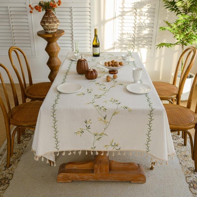 Nordic Style Imitation Cotton Linen Fabric Tablecloth Waterproof Oil Proof Table Cloth Tea TableCover Cloth Rectangular Thermal Insulation Tablecloths