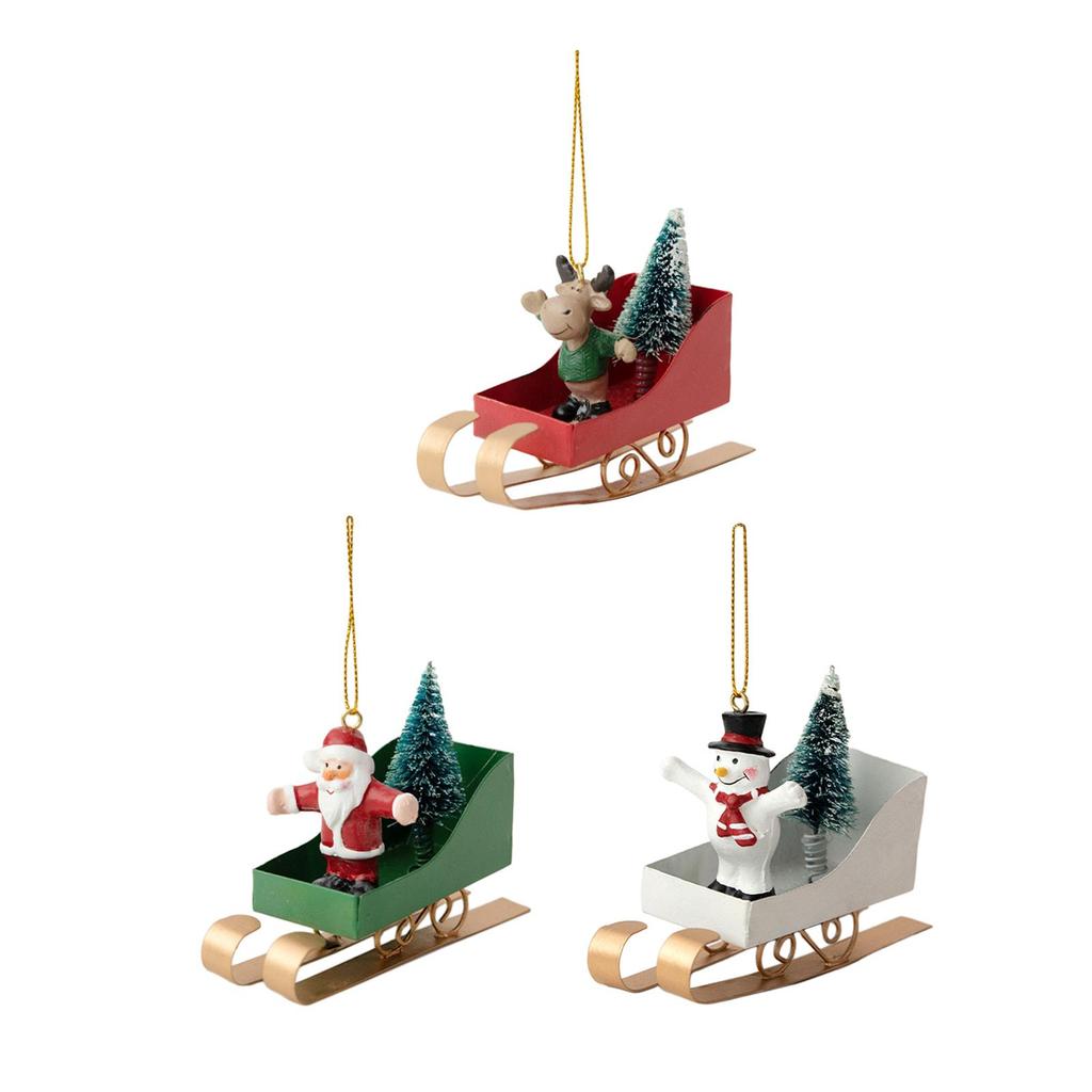 Sleigh Ornament Photo Props Christmas Sled Car for Desktop Bedroom Christmas