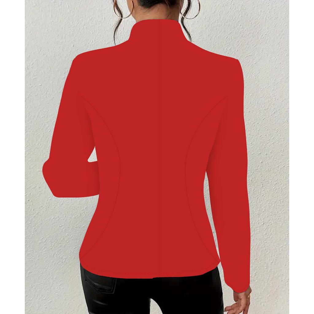 Women's Casual Color Slim Fit Two Button Collar With Missing Corners Long Sleeved Suit Jacket