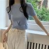 Thin Slim Fit Design Niche Knit Shirt Short Sleeved T-shirt Women's Summer High Waist Exposed Navel Short Top