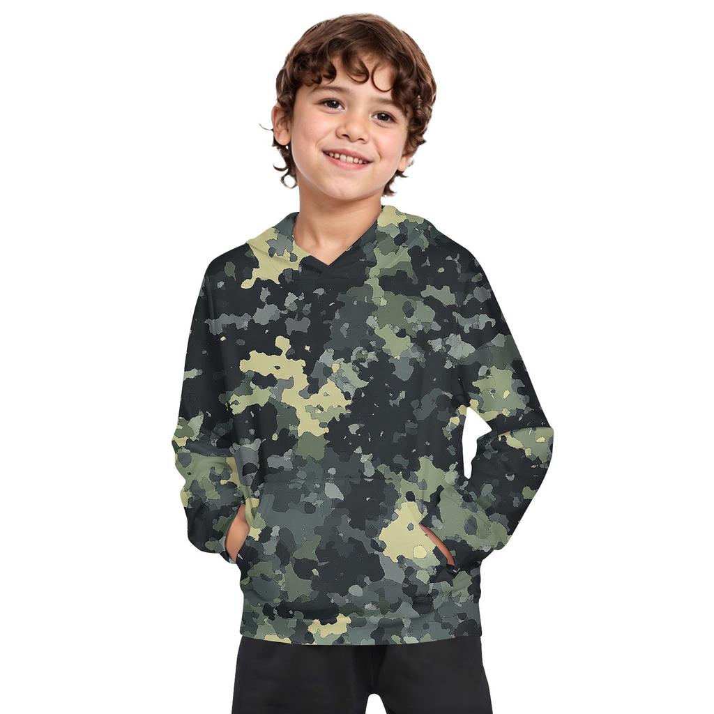 Boys Casual Fashion Long Sleeve Hooded Pocket Sweatshirt