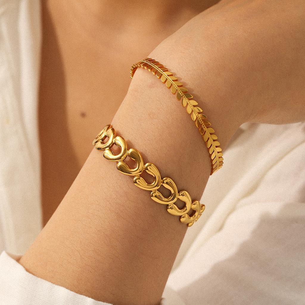 18k Gold Jewelry Stainless Steel Open Bangle Light Luxury Hand Jewelry Versatile Non-fading Titanium Steel Accessories