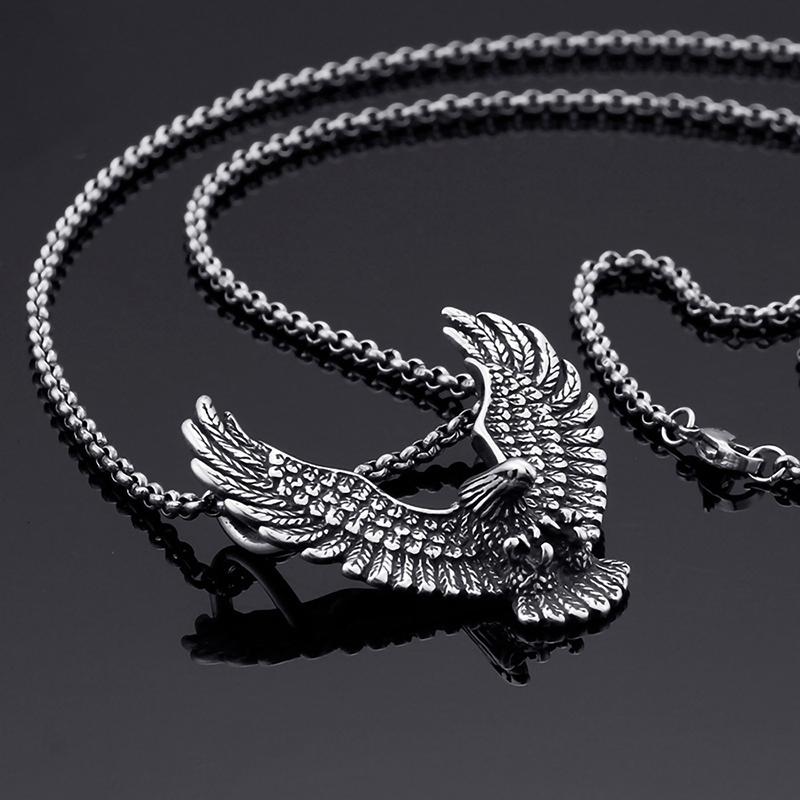 Fashionable Retro Eagle Pendant Necklace Suitable For Men And Women Hip-hop Punk Personalized Sweater Chain Daily Jewelry Gift
