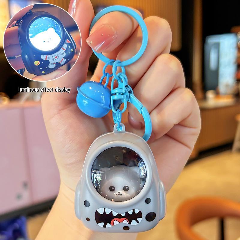 Luminous Cartoon Bear & Cat Keychain with Night Light - Cute Pendant for Backpacks and Schoolbags