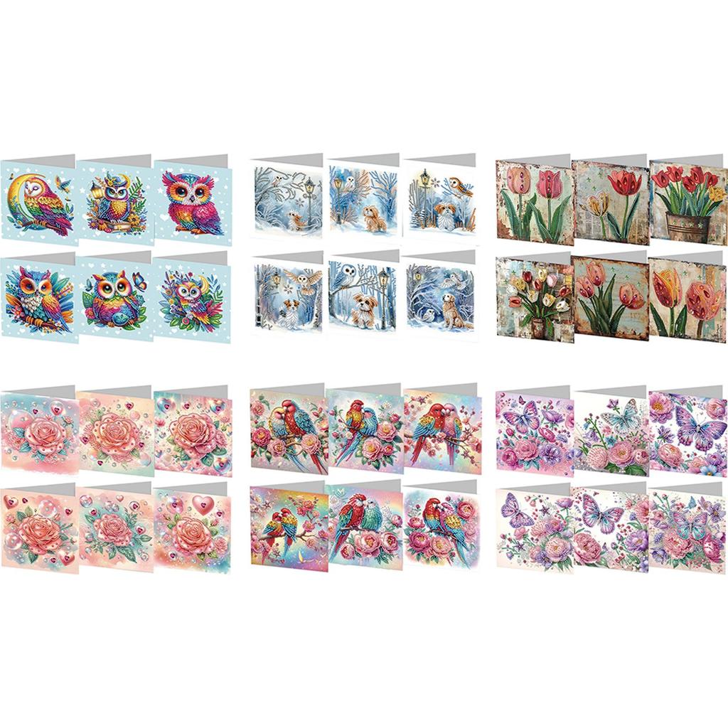 6PCS DIY Diamond Painting Greeting Card Set Diamond Art Greeting Cards for Friend Family Lover