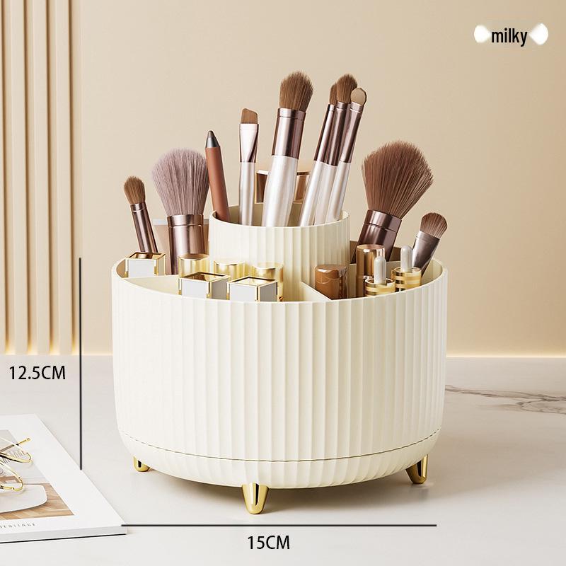 Rotating Plastic Pen Holder & Cosmetic Organizer - Luxurious Desktop & Tabletop Storage Solution