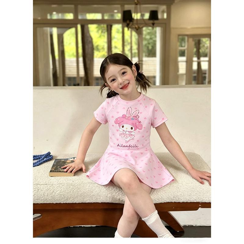 Children's Swimsuit Girls' Jumpsuit Style Polyester Cartoon Cute Swimsuit for Children Beach Vacation Swimsuit