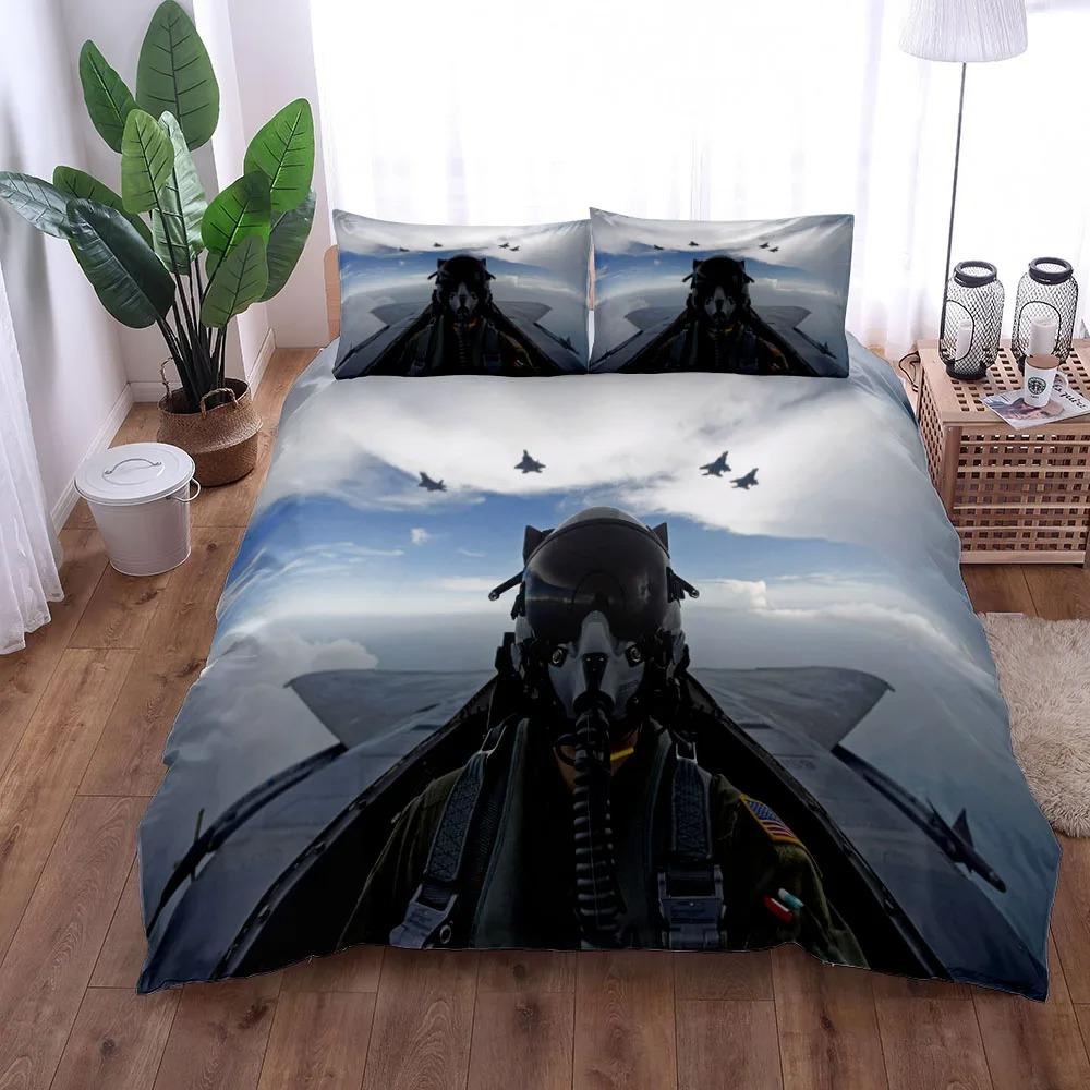 3D Print World Ranking Air Fighter Soft Duvet Cover Set UK Single Double Quen US Twin Ful King-Sized Dimensionsd Dimensions Bed Polyester Comfortable
