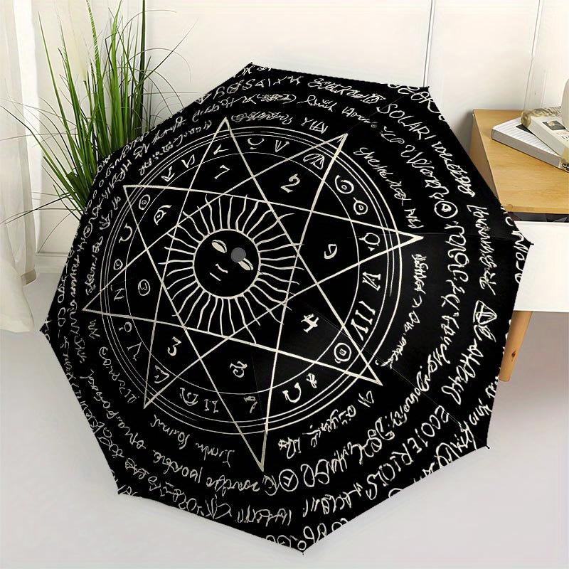 Enchanted Pentagram Symbol Tapestry, Mystic Decor for Your Space Umbrella, Cute Umbrella with Cute Design, Portable 3-Fold Compact Umbrella for Men &