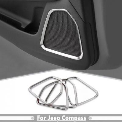 For 2017-2025 Jeep Compass ABS Chrome Interior Door Speaker Cover Trim Decor 4P