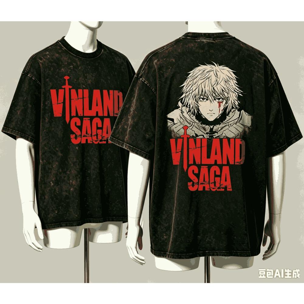Vinland Saga Washed T-shirt 2026 New Model Personality Clothes Shirt Year Round Clothing Retro Fashion Vintage Loose Gift