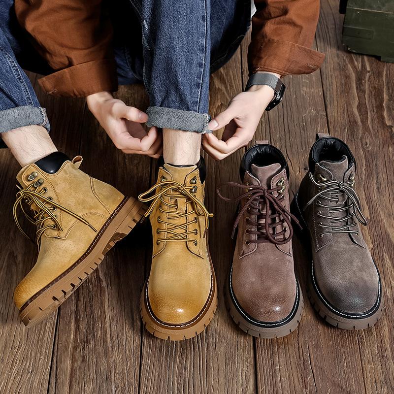 Martin boots men's winter velvet medium help rhubarb boots versatile casual medium help tooling short boots 6000-M