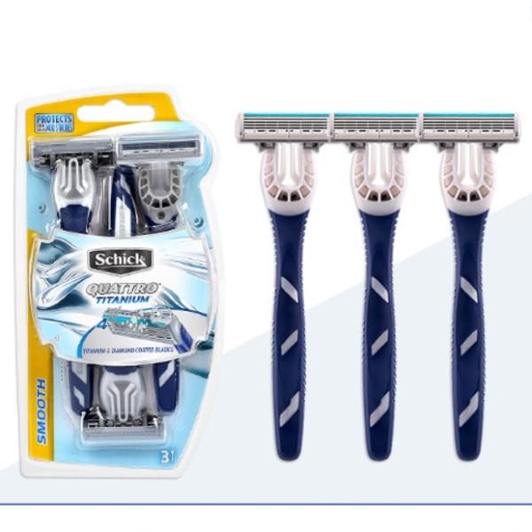 [Schick] Quattro 4 Titanium Портативная бритва (1 упаковка 3 шт.), Корейское лезвие бритвы 1Pack (3pcs)