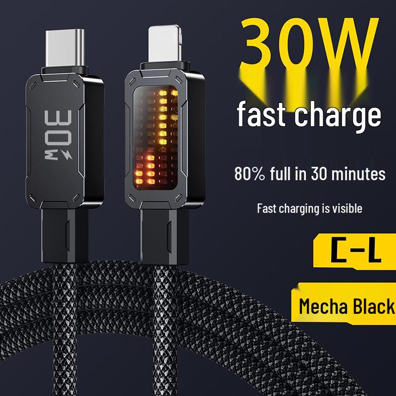 Mecha Luminous 100W Fast Charging Dual Type-C Data Cable for Apple & Huawei Devices