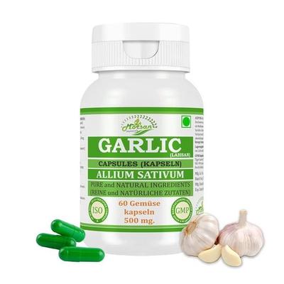 Morsan Nutraveda Estratto di Aglio Capsule - 60 Veg. Capsule x 500 mg. | Supporta la salute del cuore, l'immunità(2 Confezioni da 60 Capsule)