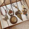 New Chinese Color Beaded Butterfly Necklace Accessories Women's Retro Long Ceramic Necklace Bohemian Fashion Accessories