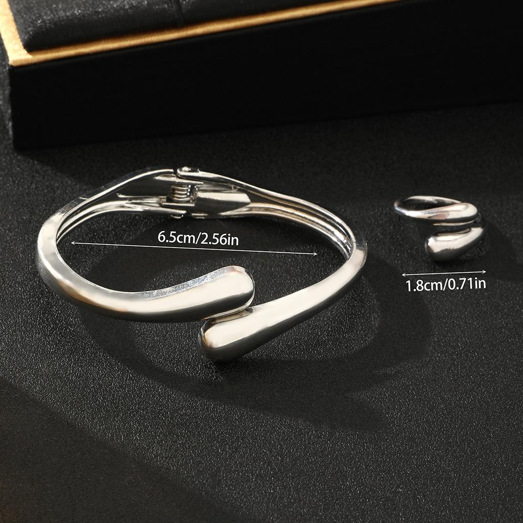 Trend smooth spring opening bracelet metal gold-plated simple temperament personalized exquisite jewelry