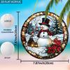 Snowman Sun Catcher. 7.87" Round Acrylic with Stained Glass Effect for Winter Decor.
