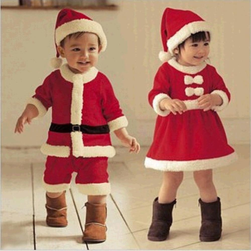Red Kids Cosplay Costume Santa Claus Toddler Girl Dress Set Infant Winter Outwear